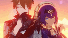 a man and a woman are standing next to each other in a video game