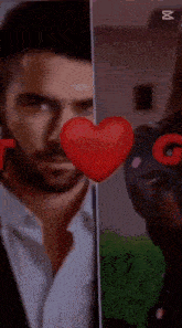 a man and a woman are surrounded by red hearts and the words capcut
