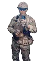 a military man taking a selfie with the name ymra on his uniform