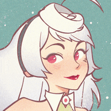 a cartoon drawing of a girl with white hair