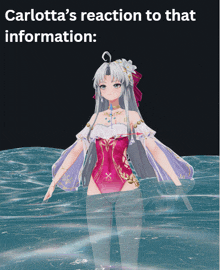 carlotta 's reaction to that information is shown in a cartoon