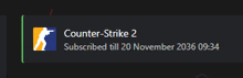 a counter-strike 2 subscribed till 20 november 2036 09:34