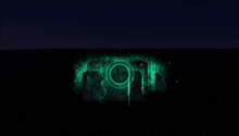 a dark background with a green circle in the middle of it