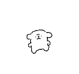 a small white dog is standing next to a small yellow star .