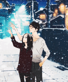 Anime Couple GIF - Anime Couple Snow GIFs