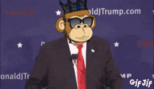 a monkey in a suit and tie says " i know words "
