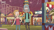 a cartoon of rick and morty at a carnival