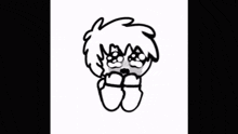 a black and white drawing of a boy with his eyes closed and a scarf around his neck .