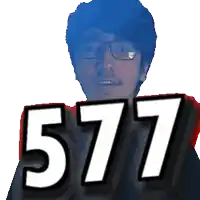 a pixelated image of a man with the number 577 on his chest