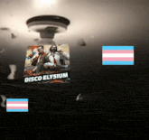 a poster for disco elysium shows two men playing guitars