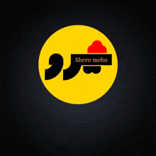 a yellow circle with the word shero mobo in black letters