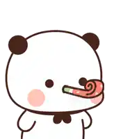 a cartoon panda bear with a long tongue