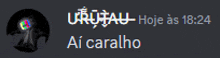 a blurry image of a person 's face with the words ai caralho on it