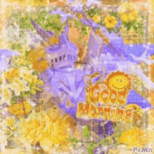 a collage of flowers with the words good morning