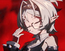 a close up of a cartoon character with glasses