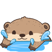 a cartoon of an otter laying in the water with tears coming out of its eyes