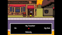 a video game shows a girl standing in front of a closed store