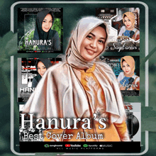 a poster for hanura 's best cover album features a woman wearing a hijab