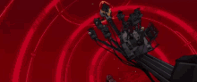 a close up of a robot with a lot of wires coming out of it 's body .