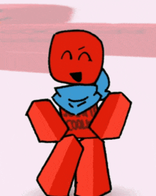 a red cartoon character with a scarf around his neck and a shirt that says cool