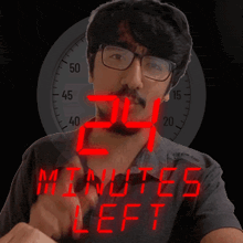 a man wearing glasses and a shirt with the number 24 on it