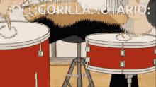 a cartoon of a gorilla playing drums with the words " gorilla otario " above it