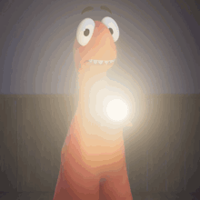 a cartoon character with a light coming out of his mouth