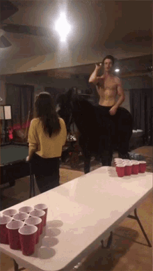 beer pong horse throw hole in one yeah
