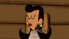 a cartoon drawing of a man with a mustache and a pink background
