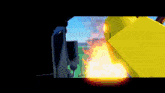 a video game character is flying through the air with a rocket coming out of his mouth