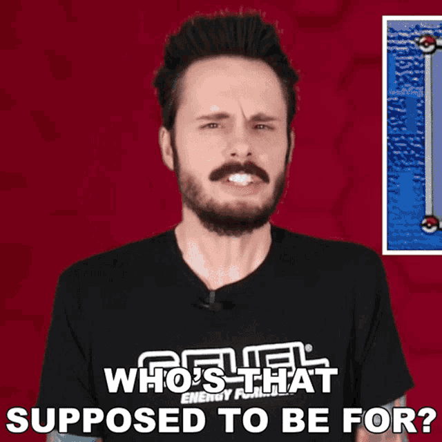 a man with a beard is wearing a fuel energy drink t-shirt