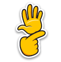 a sticker of a cartoon hand giving the number 5