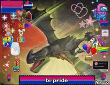 a picture of a dragon with the words bi pride in the corner