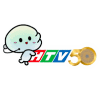 a logo for htv50 with a cartoon character