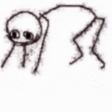 a black and white drawing of a stick figure with a knife .