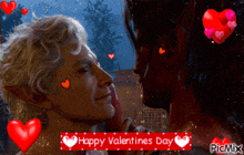 a valentine 's day greeting from picmix with a couple kissing