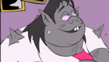 a cartoon character with spikes on his arms and a pink tie .
