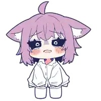 a cartoon drawing of a girl with purple hair