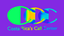 a colorful logo for costa rica 's call center on a purple background