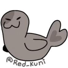 a drawing of a seal with the name red-kuni written below it