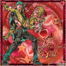 a valentine 's day card with a picture of a man holding a woman