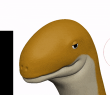 a close up of a cartoon dolphin 's head with a black circle in the background