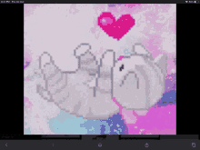 a pixel art of a cat with a pink heart behind it