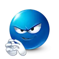 a blue smiley face with a white hand making a thumbs down sign