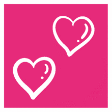 two white hearts on a pink background with a white border