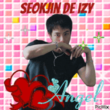 a picture of a man with the name seokjin de izy above him