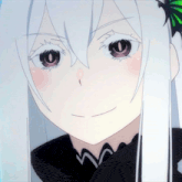 a close up of a anime character with white hair