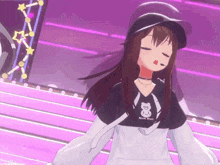 a cartoon girl wearing a shirt that says " now wait "