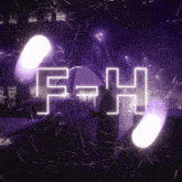a purple background with the letters f and h