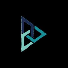 a blue and green triangle on a black background looks like a play button